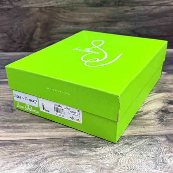 NIB Sam Edelman Yaro 9.5M Block Heel Ankle Strap Dress Sandal Beige Leather - Picture 9 of 10